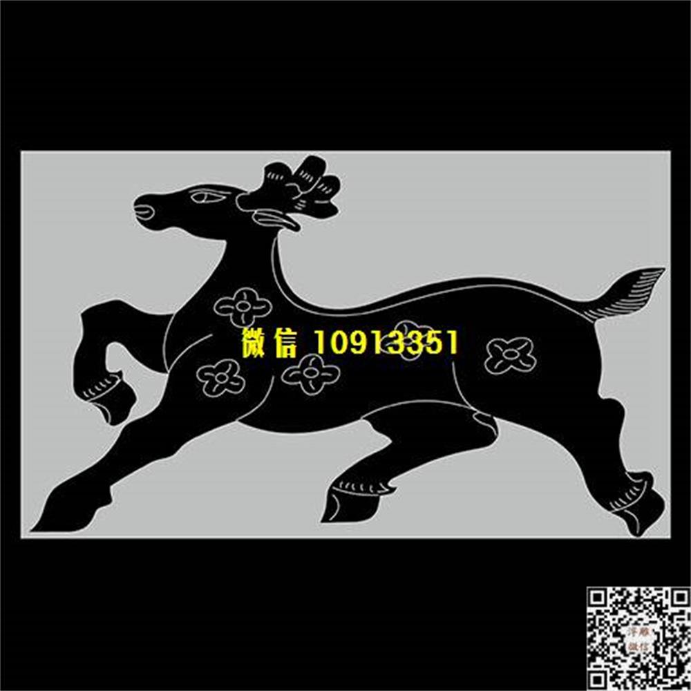 精雕图228鹿栏板精雕图线雕图线条图单线铣底图_电脑雕刻plt文泰矢量图精雕图浮雕图